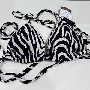 VIX PAULA HERMANNY- Fiorella Camilla Tied bikini top. Size M. BLK/WHITE. NWT.